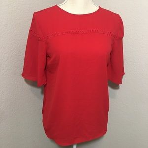 LOFT short sleeve top embroidered details size S